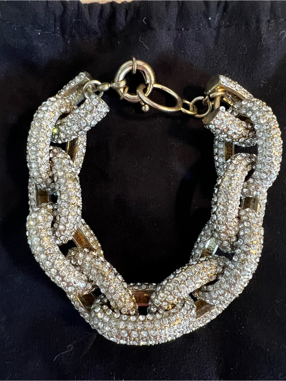 Crystal Pavé Link Bracelet - Gold Tone